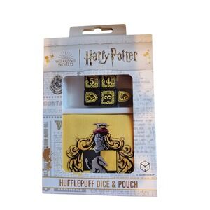 Harry Potter Hufflepuff Dice and Pouch Set OS Black Yellow New D6